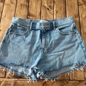 Abercrombie & Fitch Blue Jean Shorts Distressed Frayed Hem